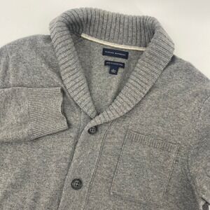 Banana Republic Cardigan Mens Large Grey Merino Wool Italian Yarn Shawl Collar